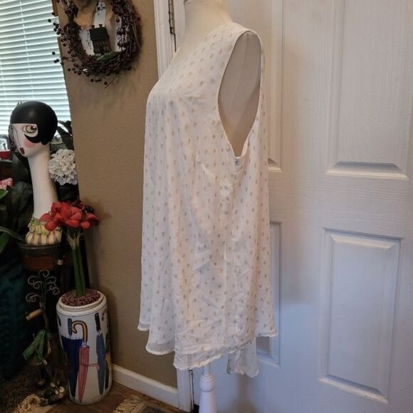 Melissa McCarthy Seven Blouse Top Size 1 1X Off White Gold Classy QVC - Picture 4 of 8